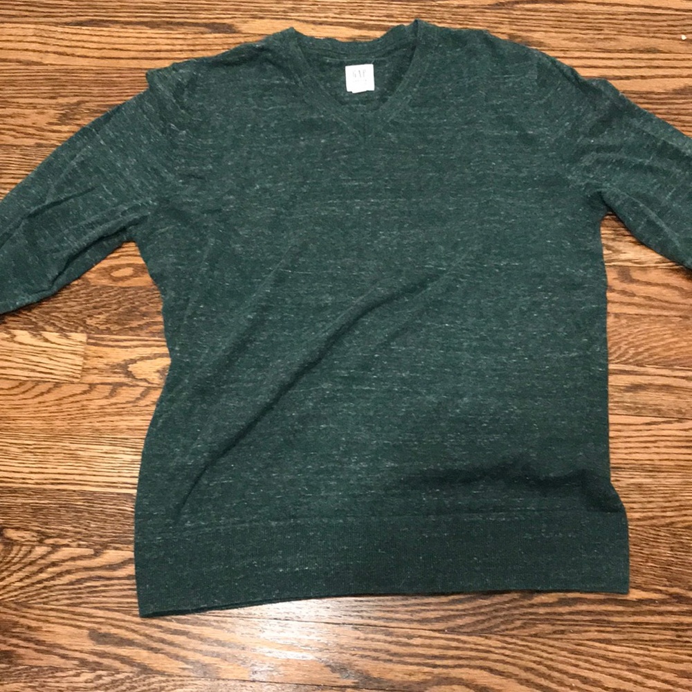 Gap Heathered Green V-Neck Sweater